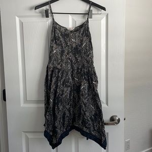 Paisley Print Bohemian Asymmetrical Spaghetti Strap Summer Dresss